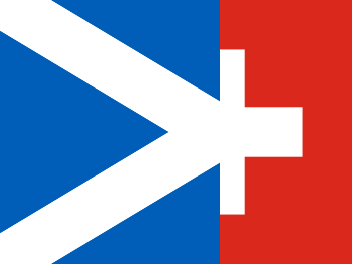 A composite of the Scottish and the Swiss flag 